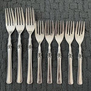 Orleans Silver Stainless Steel Japan Pattern 66 Forks (8) Flatware